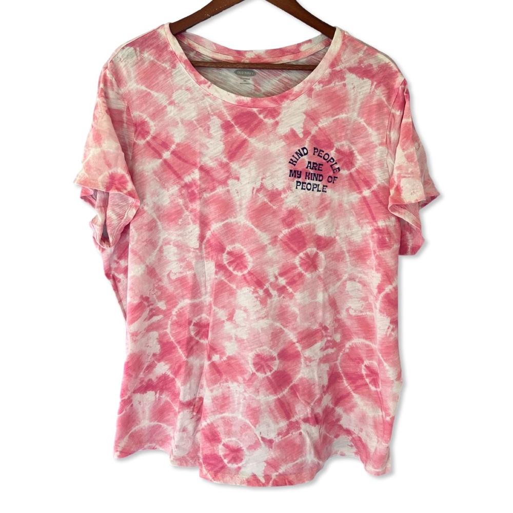 Old Navy, Vibrate Pink Tie-Dye Graphic Everywear T-Shirt (Size XXL)